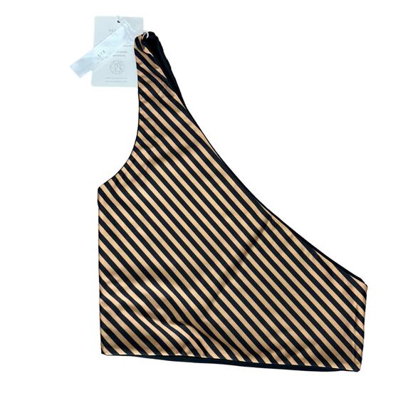 Baiia Valencia Swimsuit Women's 2 Reversible Striped One Shoulder Bikini Top New - Picture 2 of 4